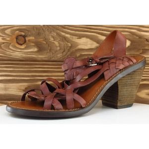 Lucky Brand Sz 9 M Brown Open Toe Pump Leather Kisa